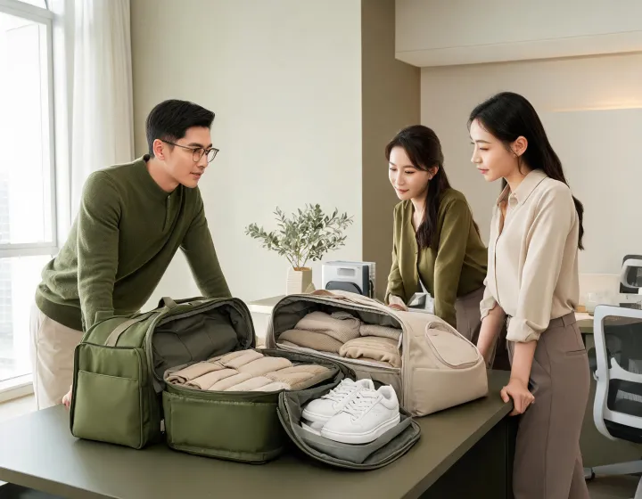 team and travel duffel bag samples with organized clothing and separate shoe compartment