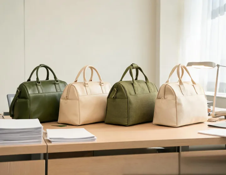 custom leather and textile duffel bag samples for procurement comparison